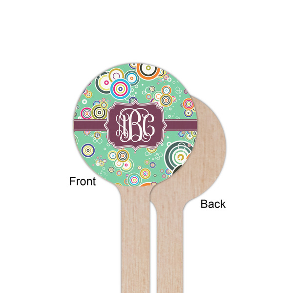 Colored Circles Wooden 6" Stir Stick - Round - Single Sided - Front & Back
