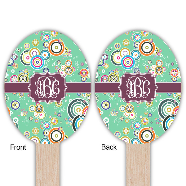 Colored Circles Wooden Food Pick - Oval - Double Sided - Front & Back