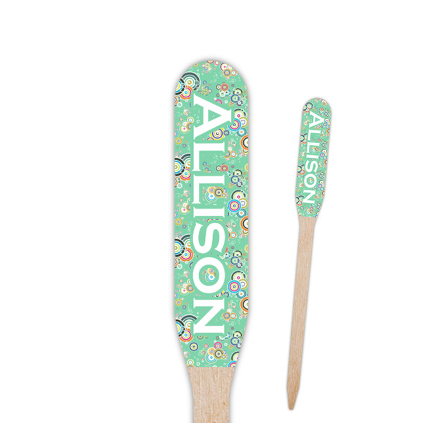 Custom Colored Circles Paddle Wooden Food Picks - Double Sided (Personalized)
