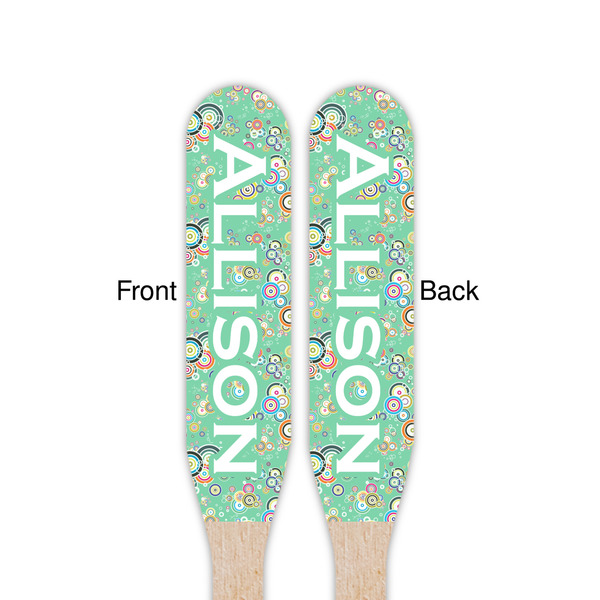 Colored Circles Wooden Food Pick - Paddle - Double Sided - Front & Back