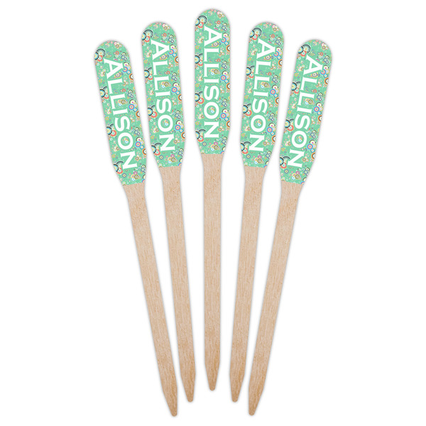 Colored Circles Wooden Food Pick - Paddle - Fan View