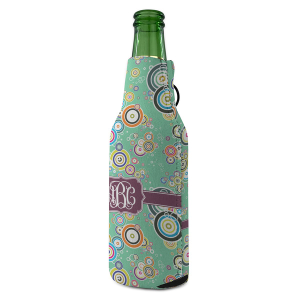 Colored Circles Zipper Bottle Cooler - ANGLE (bottle)