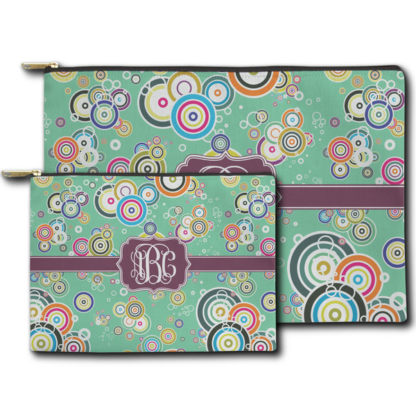 Colored Circles Zippered Pouches - Size Comparison