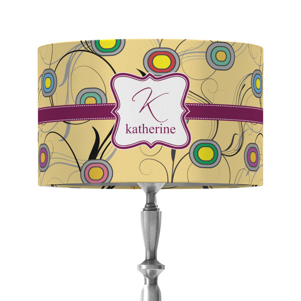 Ovals & Swirls 12" Drum Lampshade - ON STAND (Fabric)