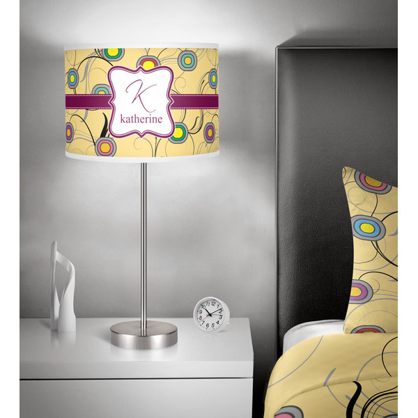 Ovals & Swirls 13 inch drum lamp shade - in room