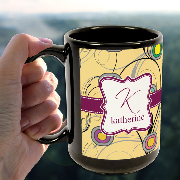 Ovals & Swirls 15oz. Black Mug - LIFESTYLE