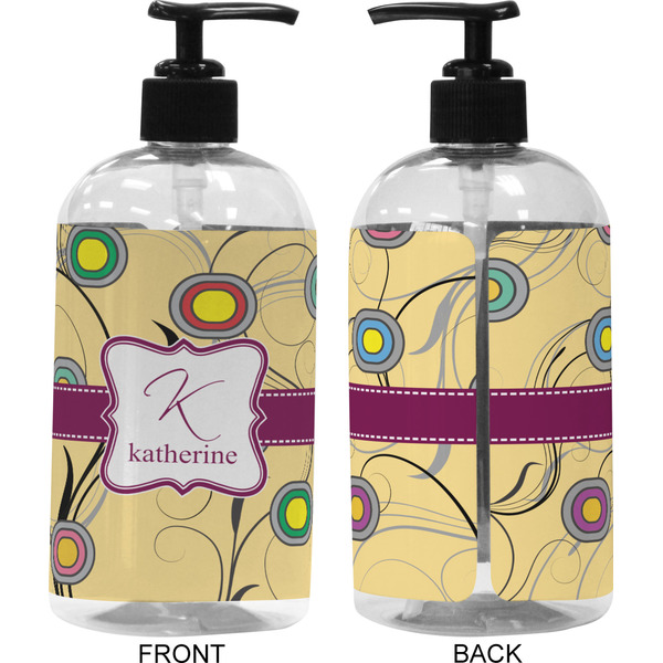 Ovals & Swirls 16 oz Plastic Liquid Dispenser (Approval) - Black