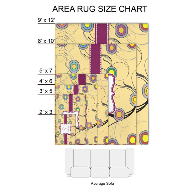 Ovals & Swirls 2'x3' Indoor Area Rugs - Size Chart