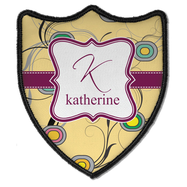 Custom Ovals & Swirls Iron On Shield Patch B w/ Name and Initial