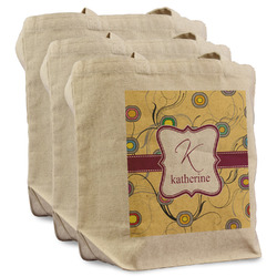 Ovals & Swirls Reusable Cotton Grocery Bags - Set of 3 (Personalized)