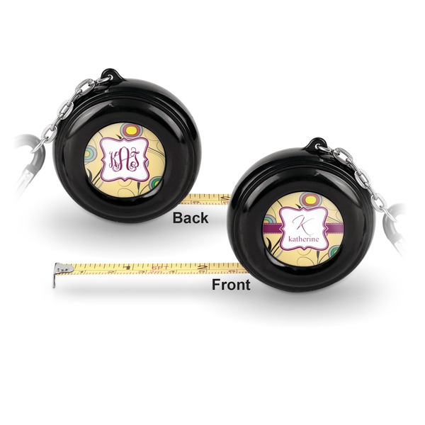 Ovals & Swirls 6-Ft Pocket Tape Measure with Carabiner Hook - Front and Back