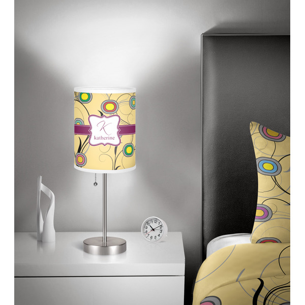 Ovals & Swirls 7 inch drum lamp shade - in room
