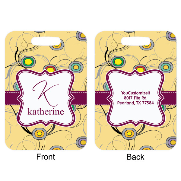 Ovals & Swirls Aluminum Luggage Tag (Front + Back)