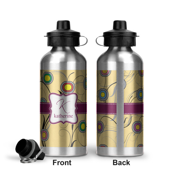 Ovals & Swirls Aluminum Water Bottle - Front and Back
