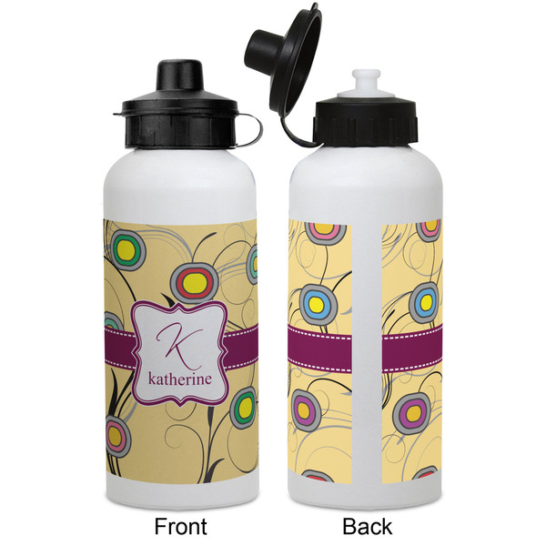 Ovals & Swirls Aluminum Water Bottle - White APPROVAL