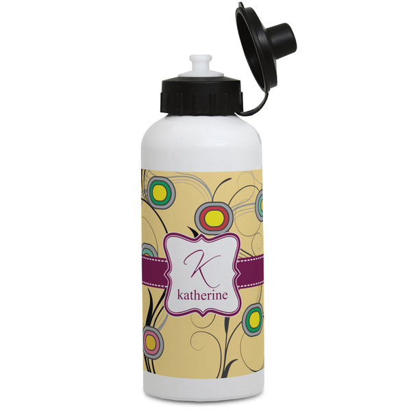 Custom Ovals & Swirls Water Bottles - Aluminum - 20 oz - White (Personalized)