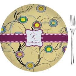 Ovals & Swirls 8" Glass Appetizer / Dessert Plates - Single or Set (Personalized)