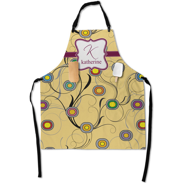 Custom Ovals & Swirls Apron With Pockets w/ Name and Initial