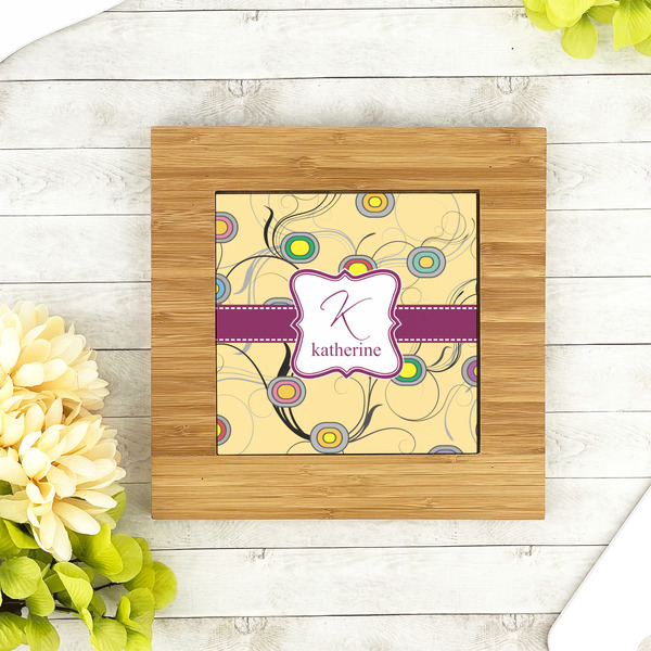 Ovals & Swirls Bamboo Trivet with 6" Tile - LIFESTYLE