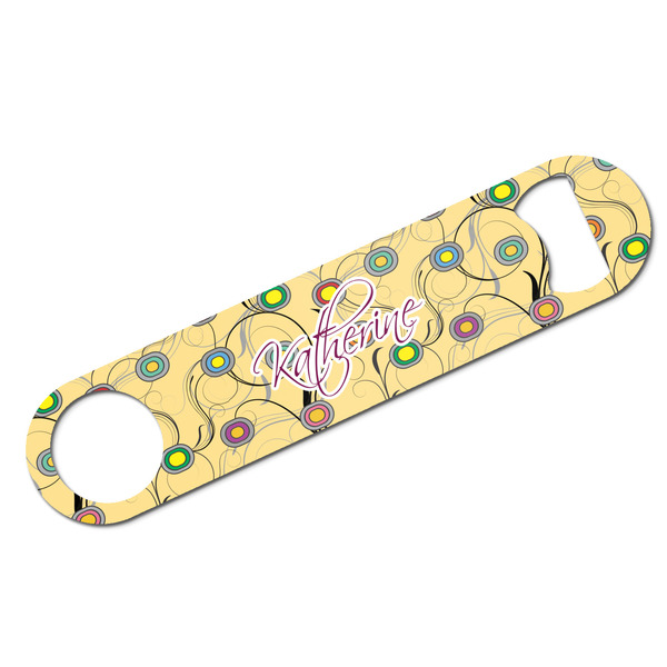 Custom Ovals & Swirls Bar Bottle Opener w/ Name and Initial