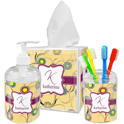 Ovals & Swirls Acrylic Bathroom Accessories Set w/ Name and Initial