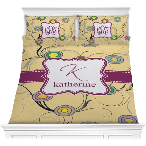 Custom Ovals & Swirls Comforter Set - Full / Queen (Personalized)
