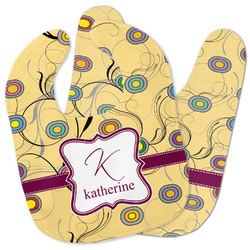 Ovals & Swirls Baby Bib w/ Name and Initial