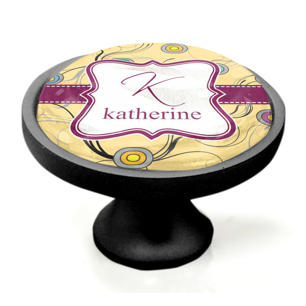 Ovals & Swirls Black Custom Cabinet Knob (Side)