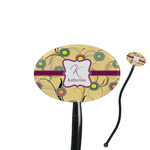 Ovals & Swirls 7" Oval Plastic Stir Sticks - Black - Single Sided (Personalized)