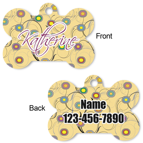 Ovals & Swirls Bone Shaped Dog ID Tag - Large - Approval