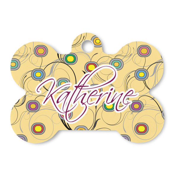 Custom Ovals & Swirls Bone Shaped Dog ID Tag (Personalized)