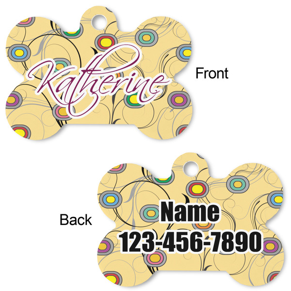 Ovals & Swirls Bone Shaped Dog Tag - Front & Back