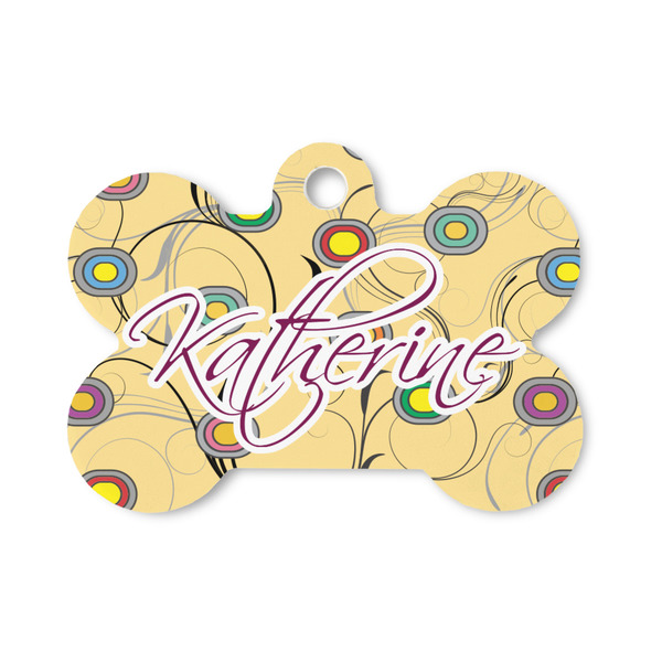 Custom Ovals & Swirls Bone Shaped Dog ID Tag - Small (Personalized)