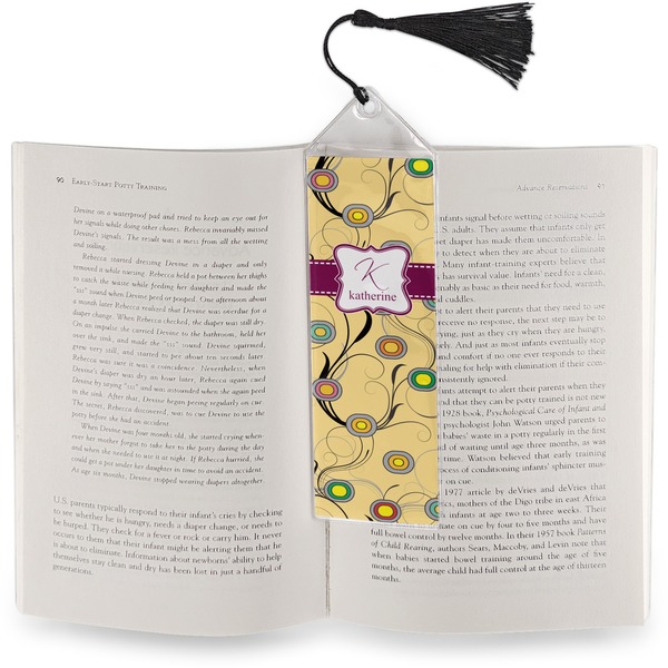 Ovals & Swirls Bookmark with tassel - In book