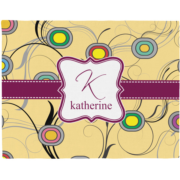 Custom Ovals & Swirls Woven Fabric Placemat - Twill w/ Name and Initial