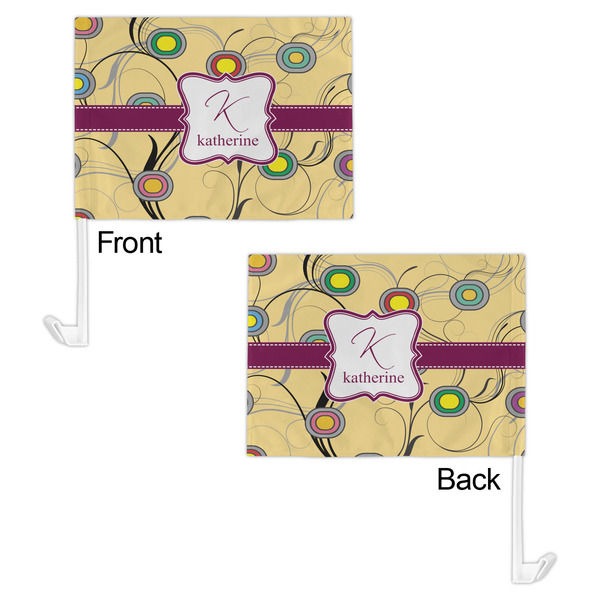 Ovals & Swirls Car Flag - 11" x 8" - Front & Back View