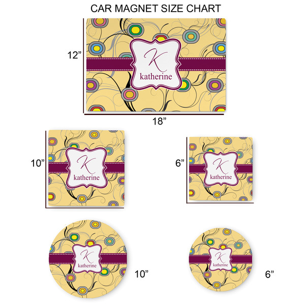 Ovals & Swirls Car Magnets - SIZE CHART