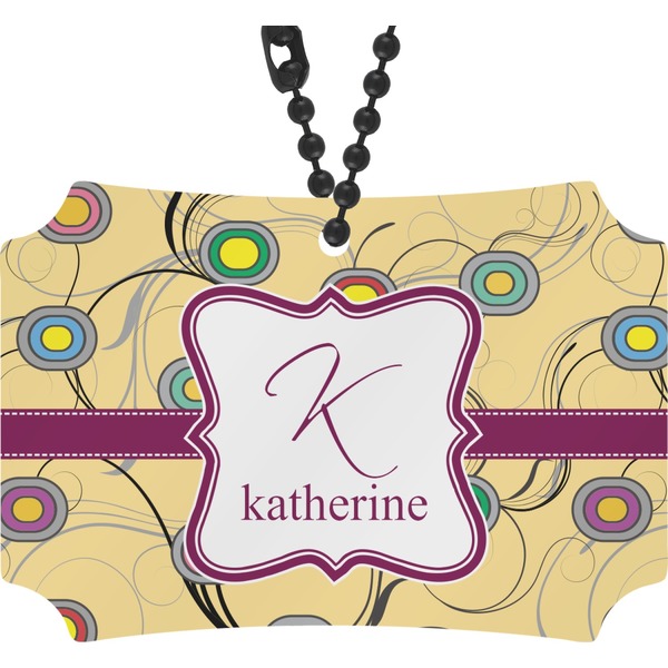 Custom Ovals & Swirls Rear View Mirror Ornament (Personalized)