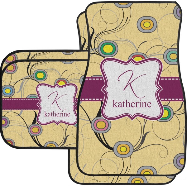 Custom Ovals & Swirls Car Floor Mats Set - 2 Front & 2 Back (Personalized)