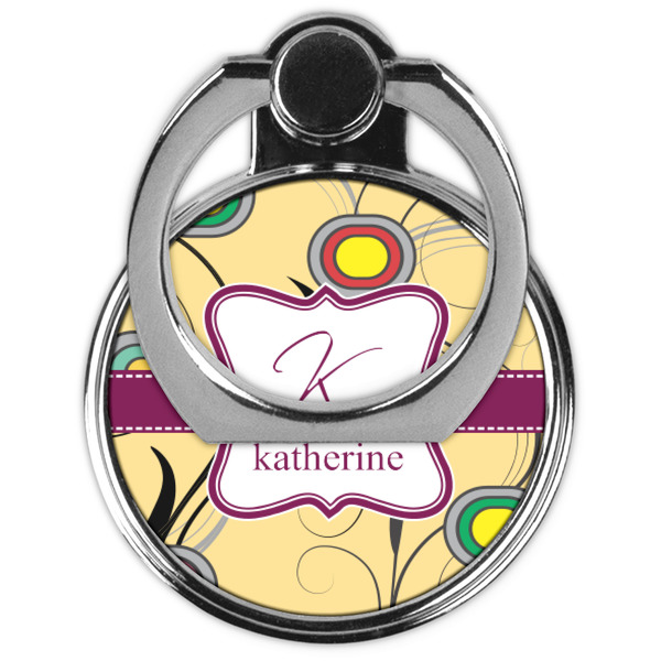 Ovals & Swirls Cell Phone Ring Stand & Holder - Front (Collapsed)