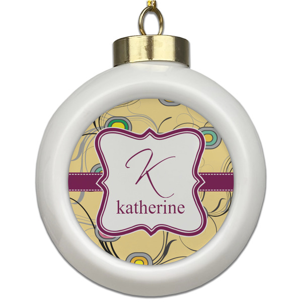 Custom Ovals & Swirls Ceramic Ball Ornament (Personalized)