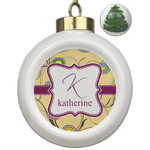 Ovals & Swirls Ceramic Ball Ornament - Christmas Tree (Personalized)