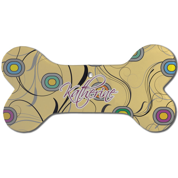 Ovals & Swirls Ceramic Flat Ornament - Bone Front