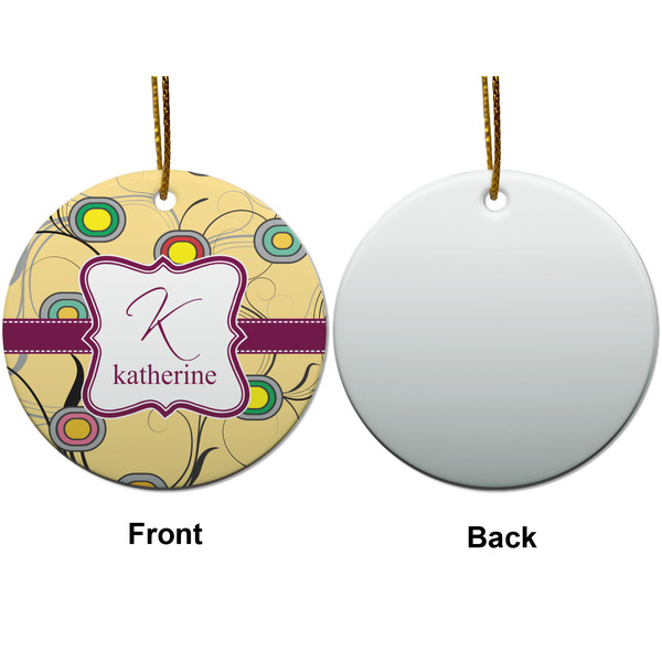 Ovals & Swirls Ceramic Flat Ornament - Circle Front & Back (APPROVAL)