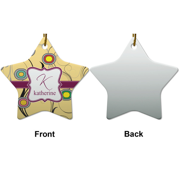 Ovals & Swirls Ceramic Flat Ornament - Star Front & Back (APPROVAL)