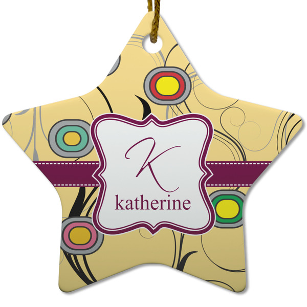 Ovals & Swirls Ceramic Flat Ornament - Star (Front)