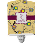 Ovals & Swirls Ceramic Night Light w/ Name and Initial