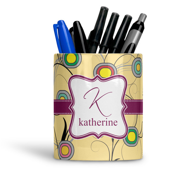 Custom Ovals & Swirls Ceramic Pen Holder