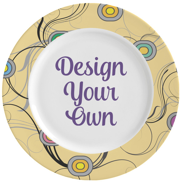 Custom Ovals & Swirls Ceramic Dinner Plates (Set of 4) (Personalized)