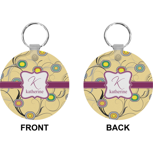 Ovals & Swirls Circle Keychain (Front + Back)